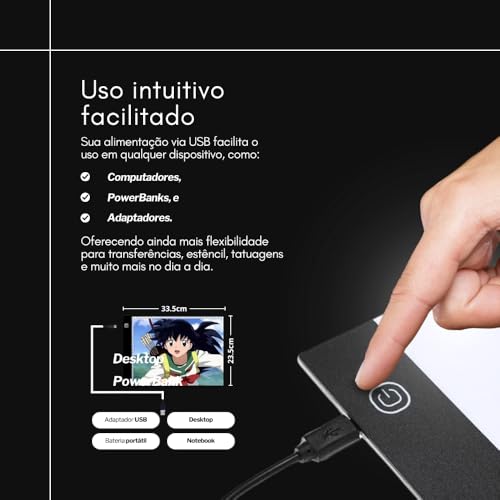 Mesa de Luz LED A4 Profissional para Desenho e Decalque – Prancheta Luminosa Ultra Fina com Controle de Brilho USB para Artistas, Tatuadores, Arquitetos e Artesanato Prancheta de Desenho
