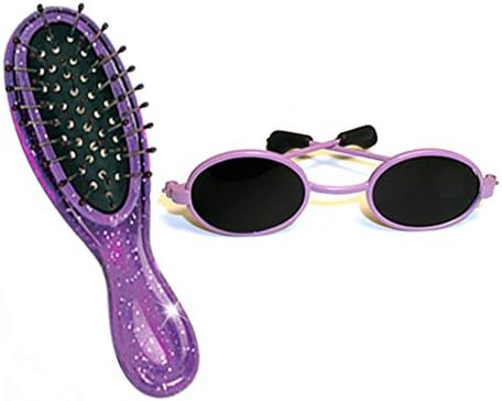 18 Inch Doll Hair Brush Sunglasses Set 3 Purple Wig Doll