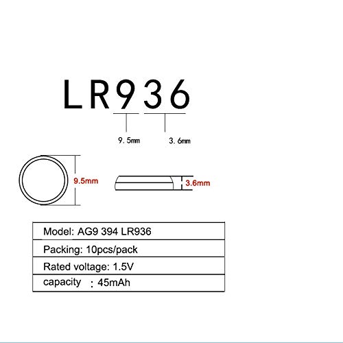 Cotchear AG9 LR936 Battery 10Count 1.5V G9 LR936 194 L936 Button Batteries for Watch Toys Clock for Many Small Electronics