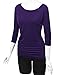 Match Women's 3/4 Sleeve Drape Top with Side Shirring (140 Purple,XX-Large)