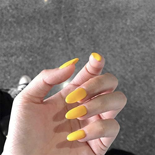 BLINGINBOX False Nails Gothic Full Cover Glossy Fake Nails Shape Nails Sharp Art Stiletto Nail for Women 24Pcs(Yelllow)