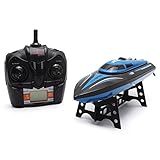 Blexy RC Racing Boat 2.4Ghz 4CH Electric Remote Control Speed Boat for Lakes (Blue)