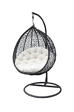 TIED RIBBONS Hanging Swing Chair with Cushion & Hook/Color,Black for 1Outdoor/Indoor/Balcony/Garden/Patio
