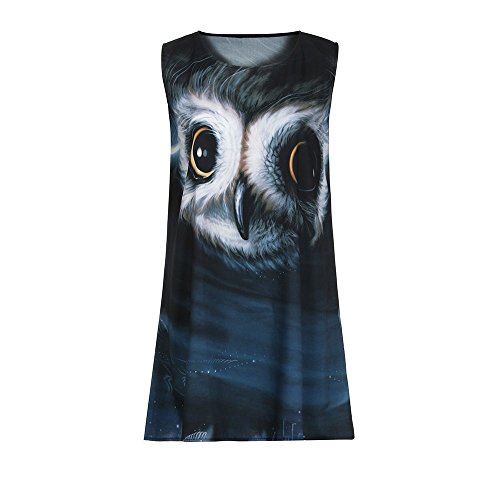 Hpapadks Vintage Boho Women Loose Summer Sleeveless 3D Floral Print Bohe Tank Mini Dress Black