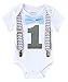Noah's Boytique Boys Cake Smash Outfit First Birthday Grey Chevron Light Baby Blue Bow Grey Number One 12-18 Months