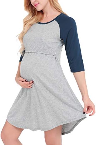 Uniboutique Women's Nursing Dress Maternity Pajamas Breastfeeding Nightshirt Sleepwear