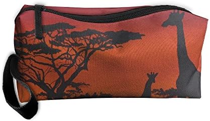 Giraffe In Sunset.JPG Handaes Portable Toiletry Cosmetic Bag Waterproof Makeup Make Up Wash Organizer Zipper Storage Pouch Travel Kit Handbag