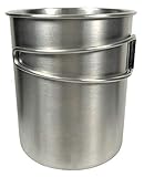 Camping Hiking Outdoor Cup - Stainless Steel with Folding Handles and Inside Measurement Marks, 25 oz