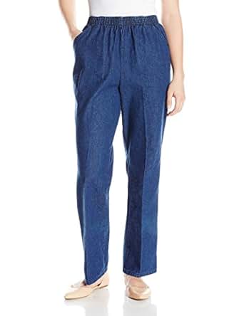 elastic chic waist pull petite cotton pant womens classic