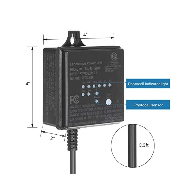 DEWENWILS 60W Outdoor Low Voltage Transformer with Timer and Photocell