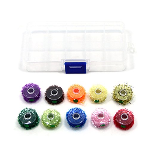SAMSFX Ice Chenille Fly Tying Materials Flash Cactus Chenille Line Specific Colors for Fly Flies (10 Colors Chenille with Box)