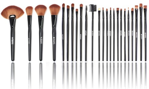 SHANY Studio Quality Natural Cosmetic Brush Set with Faux Leather Pouch, 24 Count