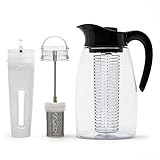 Primula Flavor-It Beverage System - Includes Large Capacity Fruit Infuser Core, Tea Infuser Core, and Chill Core - Dishwasher Safe - 2.9 Qt. - Black (PFBK-3725)