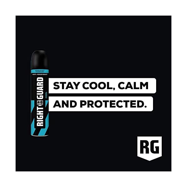 Right Guard Mens Deodorant, Total Defence 5, Cool 48H High-Performance Anti-Perspirant Spray, Multipack 6 x 250 ml