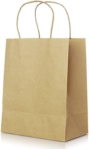 Creative Gift Bags | Cute Brown Time-Saver 12pcs Custom Gift Bags for Small to Medium Size Present | Durable Eco-Friendly Paintable Decor Art Paper for Birthday Fair Wedding Party Occasion | 1533