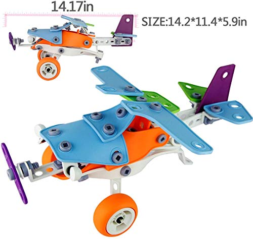 PBOX DIY Building Toys for Toddler, 132Pcs 5-in-1 DIY Creative stem Stacking Toys, Learning Block Set for Boys and Girls, Educational Construction Engineering Set Up Toy for 5 6 7 Year Old Kids