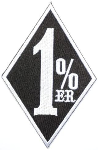 One Percenter 1%er Biker Outlaw Iron On Black Chopper Patch 4.2"/10.8cm x 2.2"/5.8cm By MNC Shop
