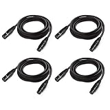 10 ft Flexible DMX Cable, JLPOW Gold-Plated 3 Pin Signal XLR Male to Female DMX Cable Wire, Best for DJ Stage Lighting Moving Head Lights Par Light (4 Pack)