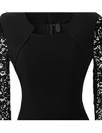 chouyatou vestido de cóctel para mujer, estilo retro, manga de encaje 3 4, con vuelo en A, para fiesta