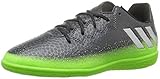 adidas Performance Kids' Messi 16.3 Indoor Soccer Shoe (Little Kid/Big Kid), Dark Grey/Metallic Silver/Neon Green, 13.5 M US Little Kid