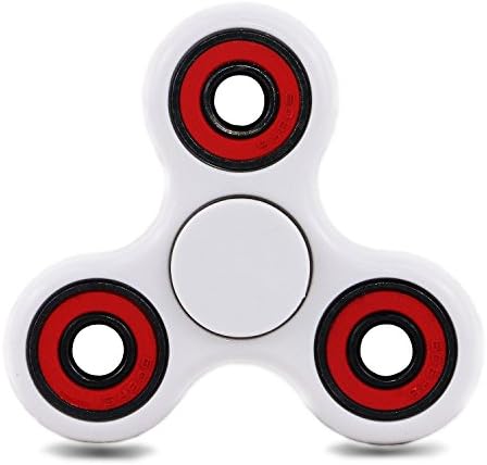 Woseeo Tri-Spinner Hand Spinner Fast EDC Fidget Toy Premium Quality High Speed Si3N4 Ceramic Bearing Increase Focus Best Stress Reducer Relieve Anxiety Good for ADHD Adults &amp; Kids (White&amp;Red)