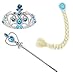 Elink Earth8482; Elsa 3pcs/Set Cosplay Costume (Hair Wig+Crown+Magic Wand) Silver