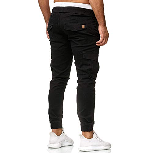 LISTHA Zipper Pocket Sports Pants Mens Personal Elastic Smallfoot Trousers D Black