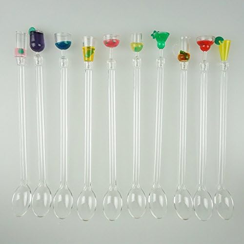 9 Inch Acrylic Cocktail Ice Drink Swizzle Sticks Mixing Spoons Set of 10 by GOCROWN