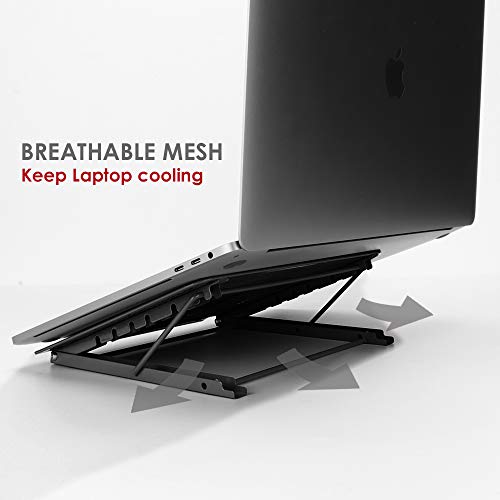 Laptop Stand, Adjustable Portable Laptop Holder For Desk, 6 Adjustable Height & Angle Laptop Stand Holder For 10-15.6" Pc Computer, Tablet, iPad (Black) - Thumbnail 4