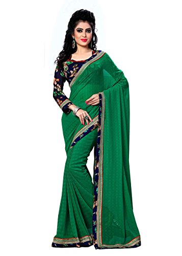 OOMPH! Women's Sarees Chiffon Printed Blouse & Border