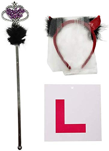 3pc Wand Headband Fancy Dress Hen Night Party Horny Devil L Plate Bopper Do Set Tiara Prop Accessories Girls Night Out Up Bachelorette Bride To Be
