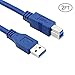 Bluwee USB 3.0 Cable - Type A-Male to Type B-Male - 2 Feet (0.6 Meters) - Round Blue