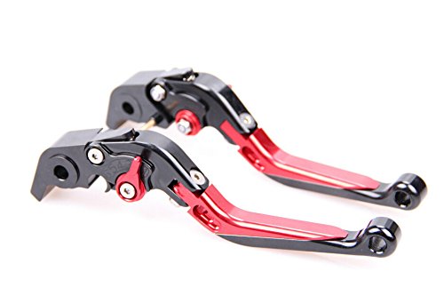 POWTEC PTFBR-041 Adjustable Folding Brake and Clutch Levers for DUCATI DIAVEL/DIAVEL CARBON 2011-2014-BLACK WITH RED