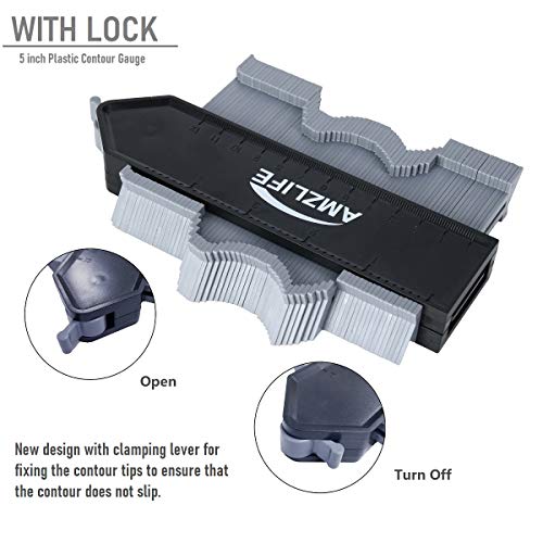 Contour Gauge with Lock, 10 Inch+5 Inch Precisely Copy Irregular Shape Duplicator Welding Woodworking Tracing Tool for DIY Handyman, Corner, Tiles