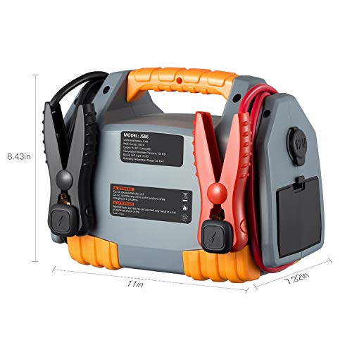 POTEK Jump Starter Source with 150 PSI Tire Inflator/Air compressor,900 Peak Amps Power Station with 2.4A USB Port