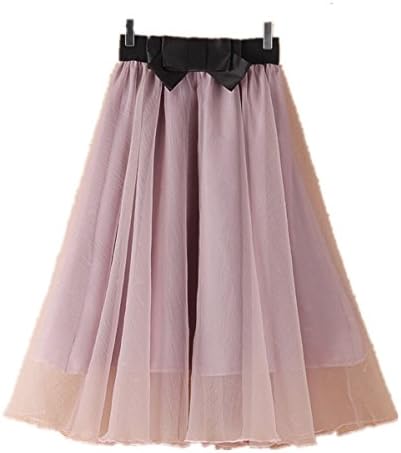Season Show Women's Organza Princess Ruffle Mesh Tulle Overlay Knee Length Skirts
