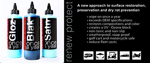BLAK & GLOZ 4oz • PERMANENT PROTECTANT - Restore Faded Black, Renew Plastic, Rubber, and Vinyl Color, Prevents Dry Rot on Tires - Weatherproof, UV Block, Dry-Seal - 4oz Kit