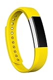 Fitbit Alta Bands,Qadou Classic Accessory Soft Replacement Wristband for Fitbit Alta Small with Metal Clasp (yellow)
