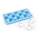 J&C Life Stackable Silicone Ice Cube Trays with Lids, Flexible, Dishwasher-Safe 21 Mini Cavity Ice Square Maker for Whiskey & Bar Cocktails, Blue (2 Pack)