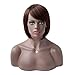 Beauty Angelbella Short Bob Wigs with Bangs Heat Resistant Straight Side Part Synthetic Wigs for Party Daily Wear (Dark Brown)