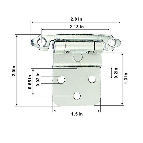Hardware 3/8 Inch Face Mount Self Closing Satin Nickel Inset Kitchen Door Cabinet Hinges, 50 Pack(25 Pairs) - Thumbnail 6
