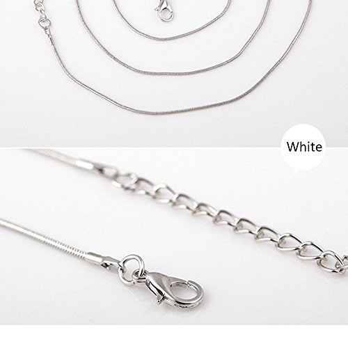 Happy Hours Glass Floating Charm Memory Locket Necklaces / 30mm Round Pendant Necklaces with 60cm Snake Chain for Girlfriends, Mother, Wife, Valentines Day(White) - Thumbnail 5