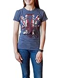 Doctor Who Tardis Union Jack Juniors Heather Navy T-shirt L