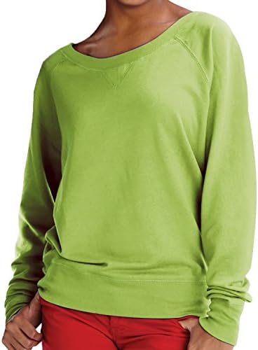 LAT Apparel Juniors Lightweight French Terry Slouchy Pullover, Key Lime, XX-Large
