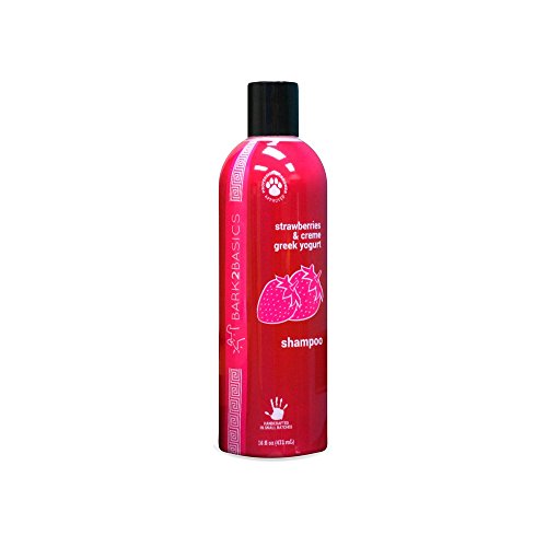 Bark2Basics Strawberries & Cream Greek Yogurt Protein Rich Dog Shampoo, 16 oz - Natural Ingredients, Protein Rich, Super Moisturizing and Hydrating, Repairs Damaged Dry Itchy Hair