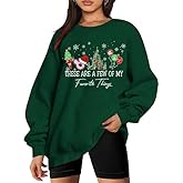 Eatbook Christmas Sweatshirt Xmas Sweatshirt for Women Oversized Merry and Bright Sweatshirts Magical Graphic Sweater
