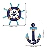 Meching-2-Pack-13-Nautical-Beach-Wooden-Ship-Wheel-and-13-Wood-Anchor-with-Rope-Nautical-Boat-Steering-Rudder-Wall-Decor-Door-Hanging-Ornament-Beach-Theme-Home-DecorationNavy-Blue Meching 2 Pack 13" Nautical Beach Wooden Ship Wheel and 13" Wood Anchor with Rope Nautical Boat Steering Rudder Wall Decor Door Hanging Ornament Beach Theme Home Decoration(Navy Blue)