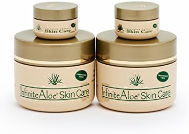 Infinite Aloe® Skin Care Body &amp; Face Moisturizer Cream – Organic Aloe Vera, Fragrance-Free Advanced Formula For Healthy &amp; Beautiful Skin, Hydrating &amp; Soothing Lotion 8 oz 2 jars+2 travel jars