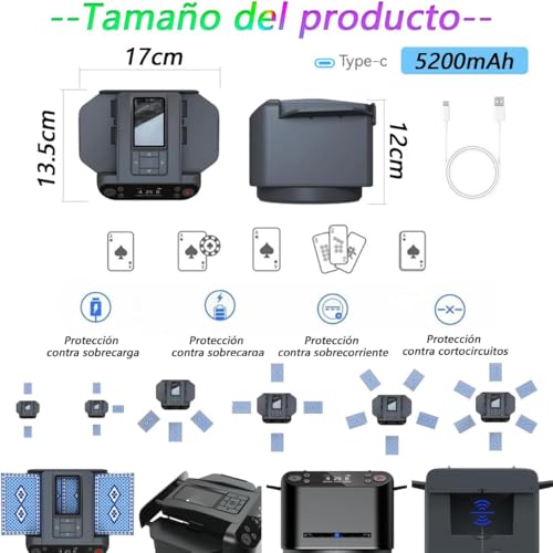 Meanton Barajador de Cartas Automatico, Repartidor de Cartas Automatico, Barajadora Automática de Póquer, Distribuidor Automático con Rotación de 360, Barajadoras y Repartidoras Automáticas 2 en 1