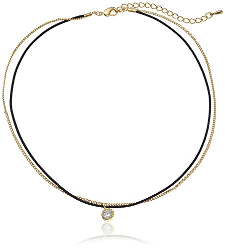 Jules Smith Merci Gold/Black Choker Necklace, 12.5" + 2" Extender